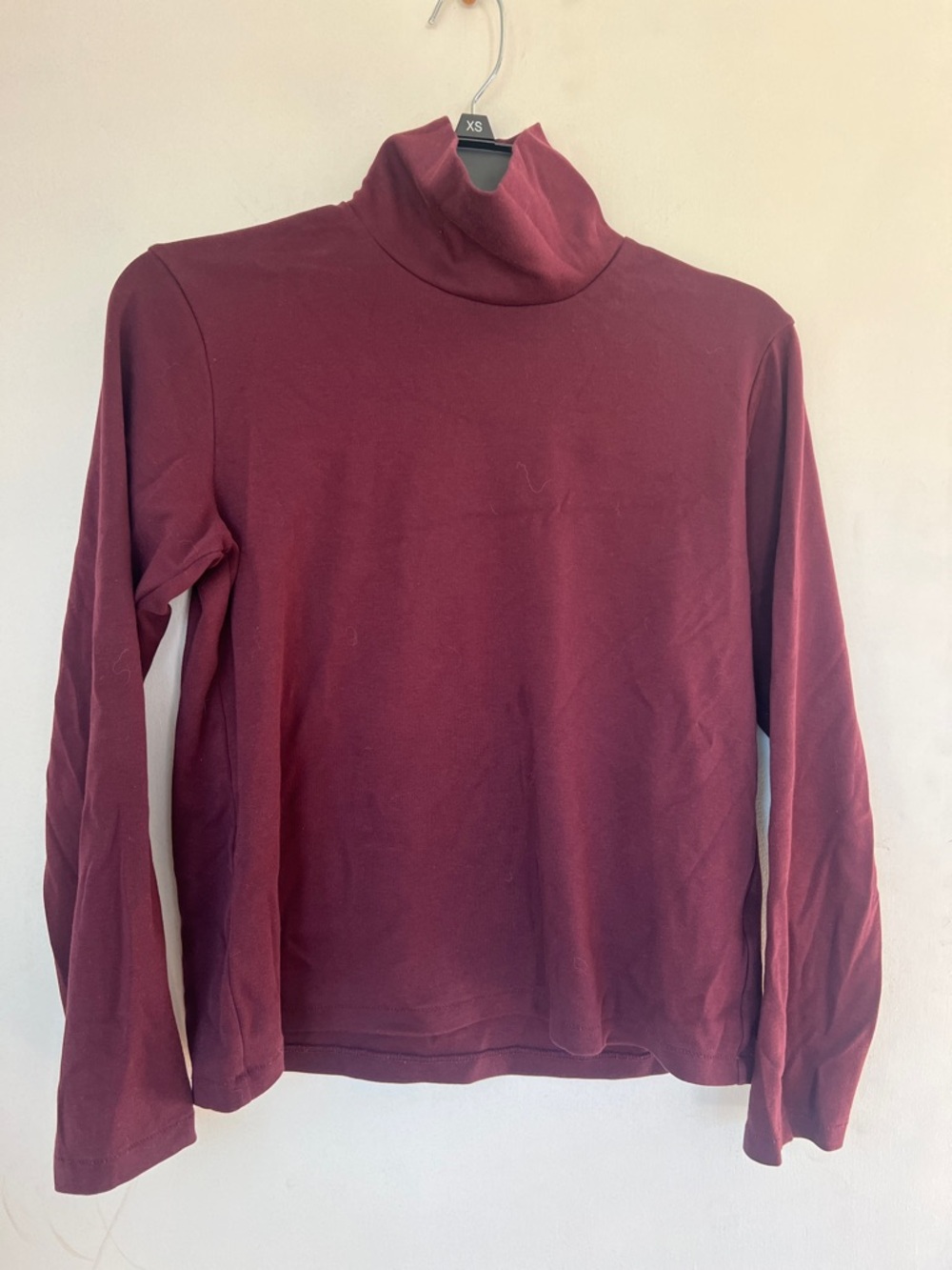 Women's Burgundy Turtleneck Long Sleeve Top
